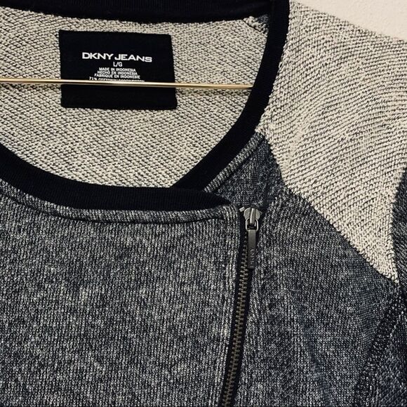 DKNY Jeans Asymmetrical Zip Black & Grey Jacket - Picture 3 of 5